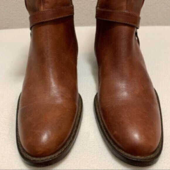 Nursace Leather Mid Calf Riding Boots Side Zipper Ankle Harness - Picture 5 of 12